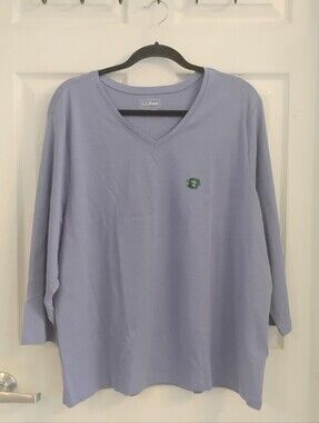 L.L Bean Larkspur/Blue Periwinkle V-neck With Three-quarter Sleeves Size 2X Plus